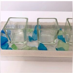 NEW Beach Glass Candle Centerpiece
